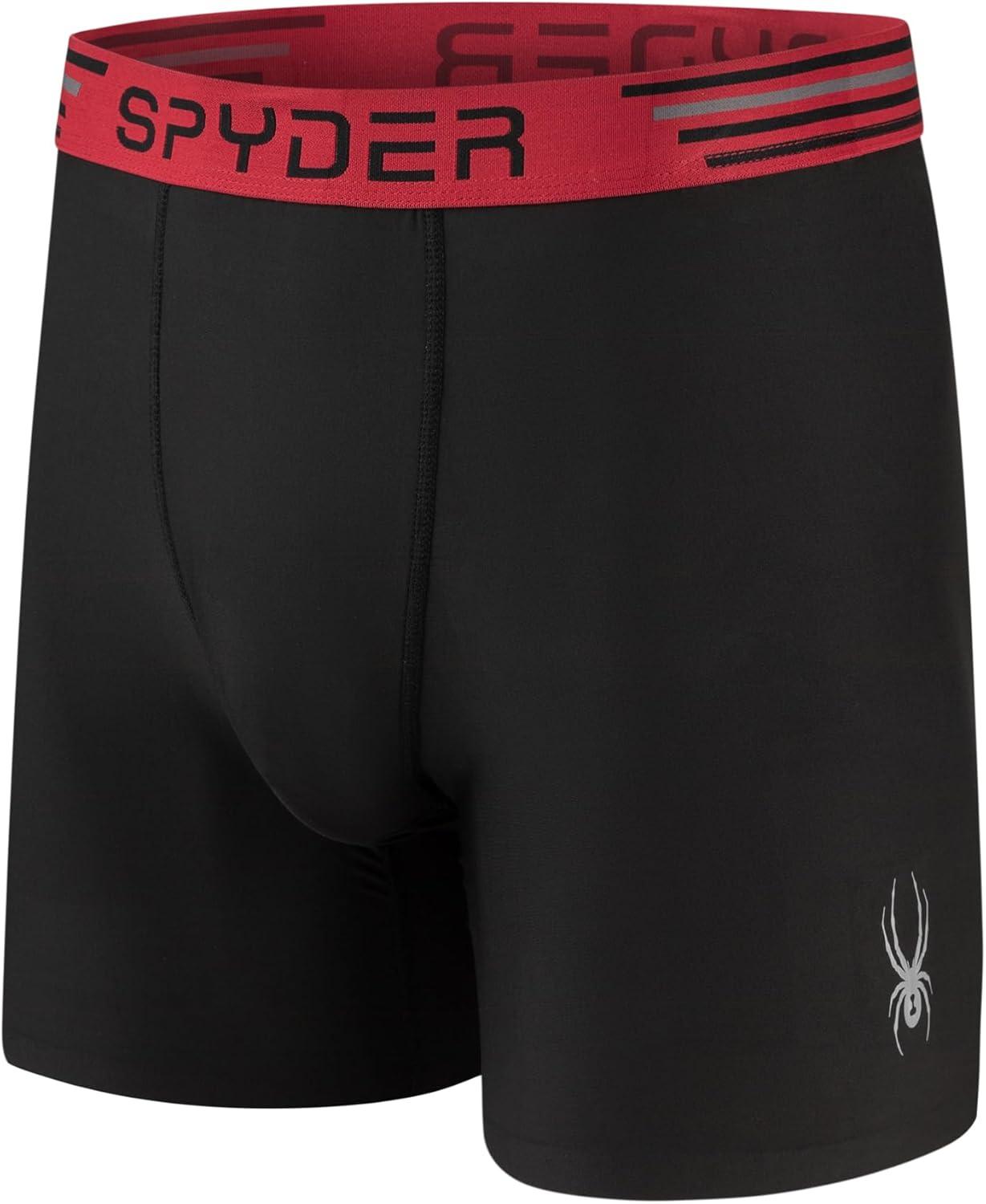 imageSpyder Mens Boxer Briefs 4 Pack Poly Spandex Performance UnderwearBonded Hem Boxer BriefsBlackBlkBlackBlk