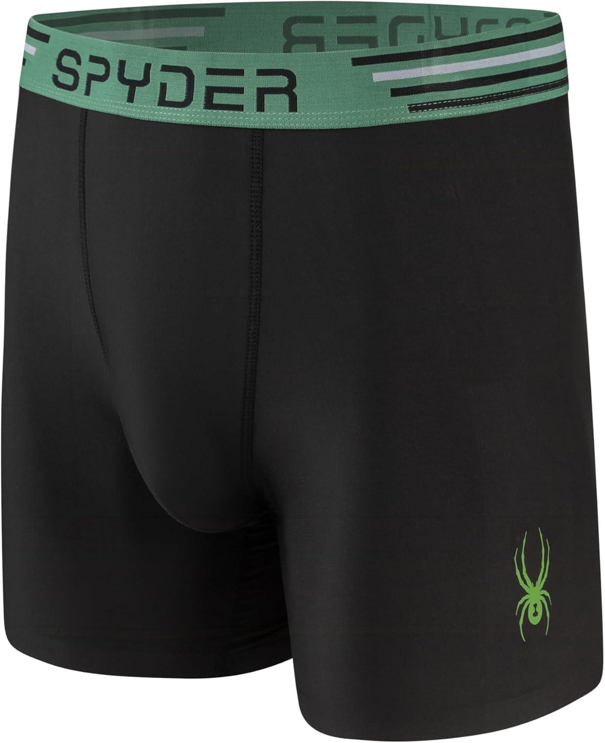 imageSpyder Mens Boxer Briefs 4 Pack Poly Spandex Performance UnderwearBonded Hem Boxer BriefsBlkBlkBlkBlk