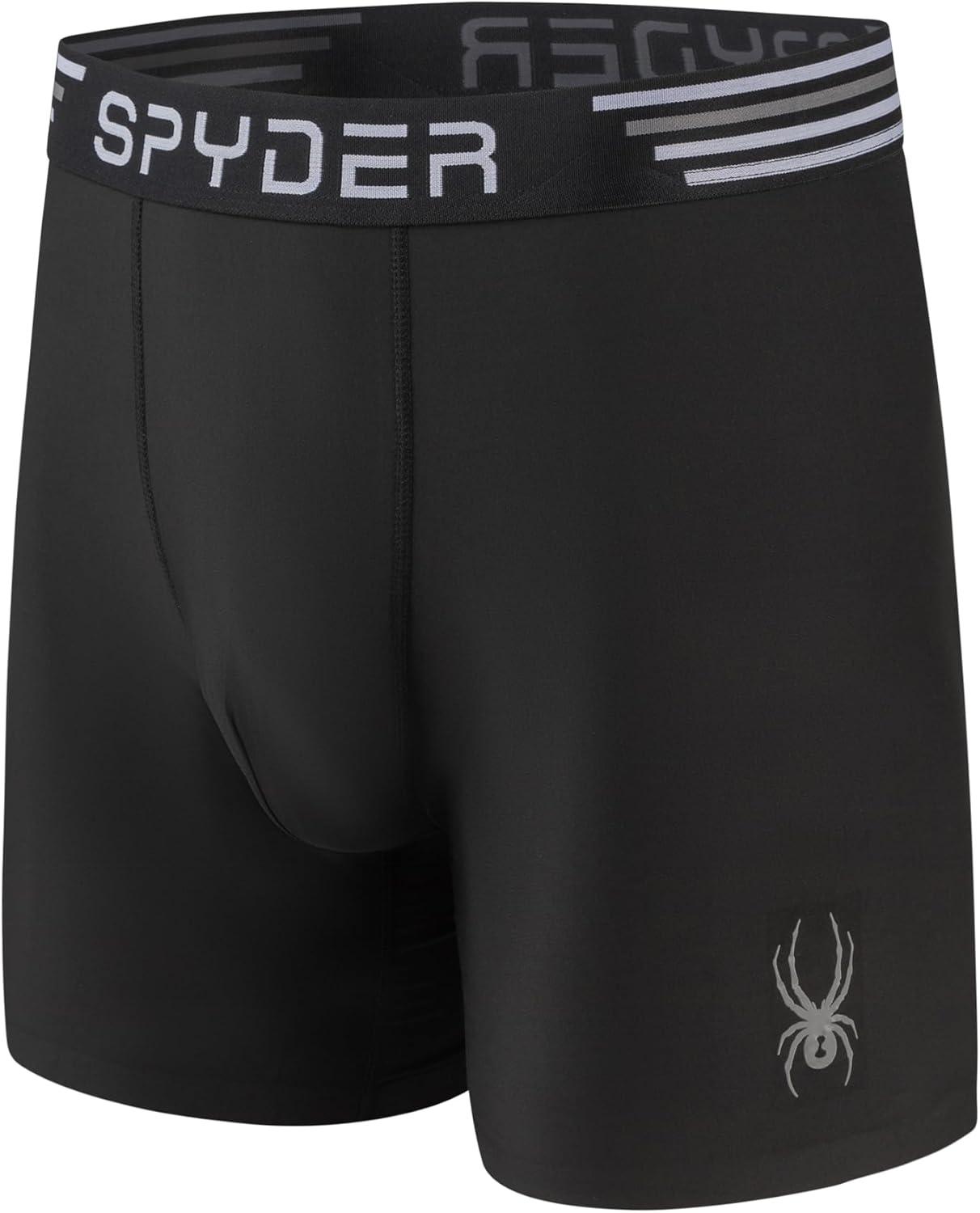 imageSpyder Mens Boxer Briefs 4 Pack Poly Spandex Performance UnderwearBonded Hem Boxer BriefsBlkBlkBlkBlk