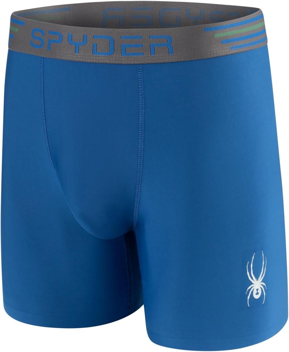 imageSpyder Mens Boxer Briefs 4 Pack Poly Spandex Performance UnderwearBonded Hem Boxer BriefsGreenGreyBlueBlack