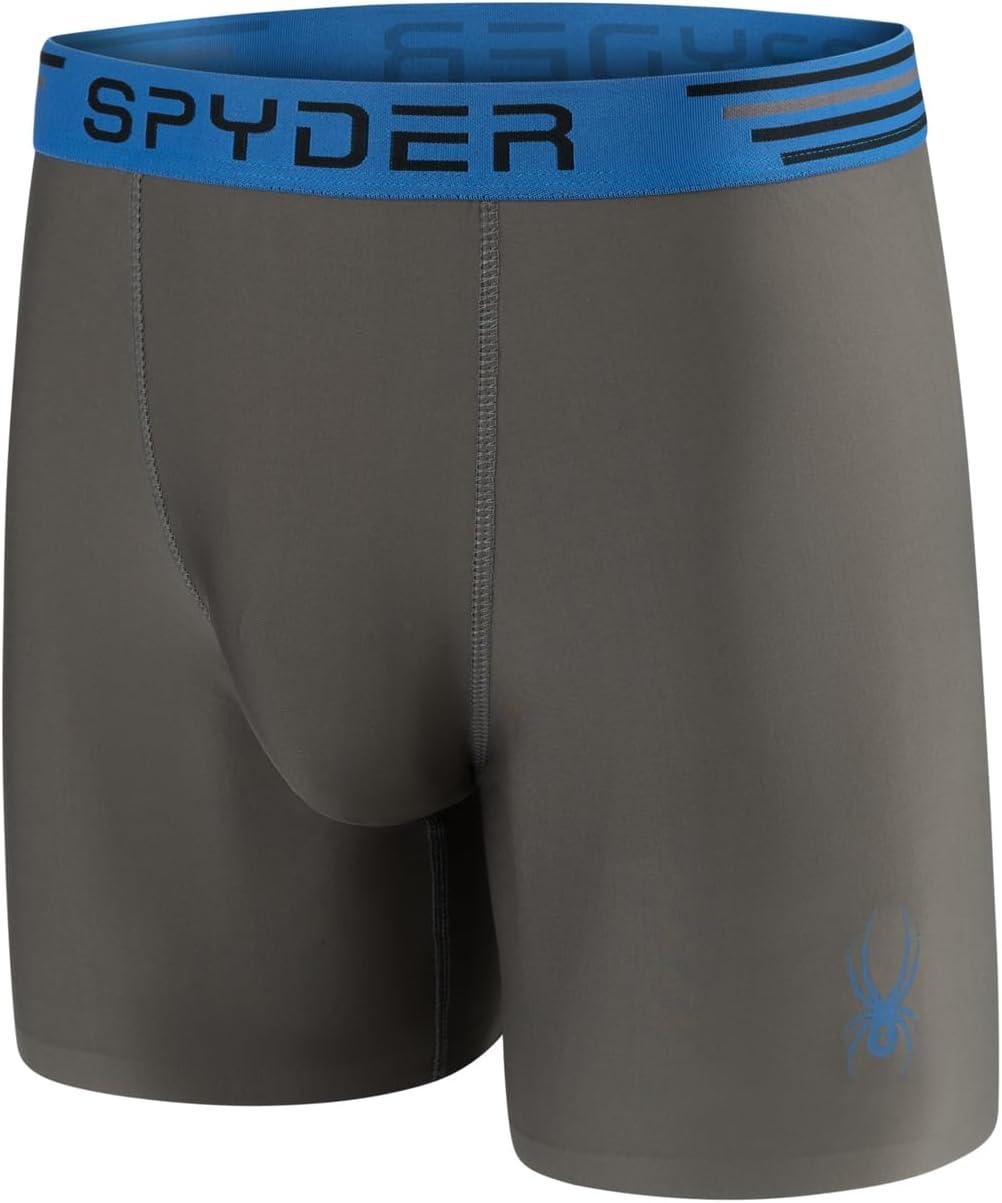 imageSpyder Mens Boxer Briefs 4 Pack Poly Spandex Performance UnderwearBonded Hem Boxer BriefsGreenHeatherBlueBlack