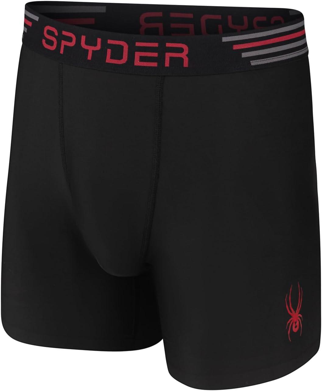 imageSpyder Mens Boxer Briefs 4 Pack Poly Spandex Performance UnderwearBonded Hem Boxer BriefsGreyBlueRedBlack