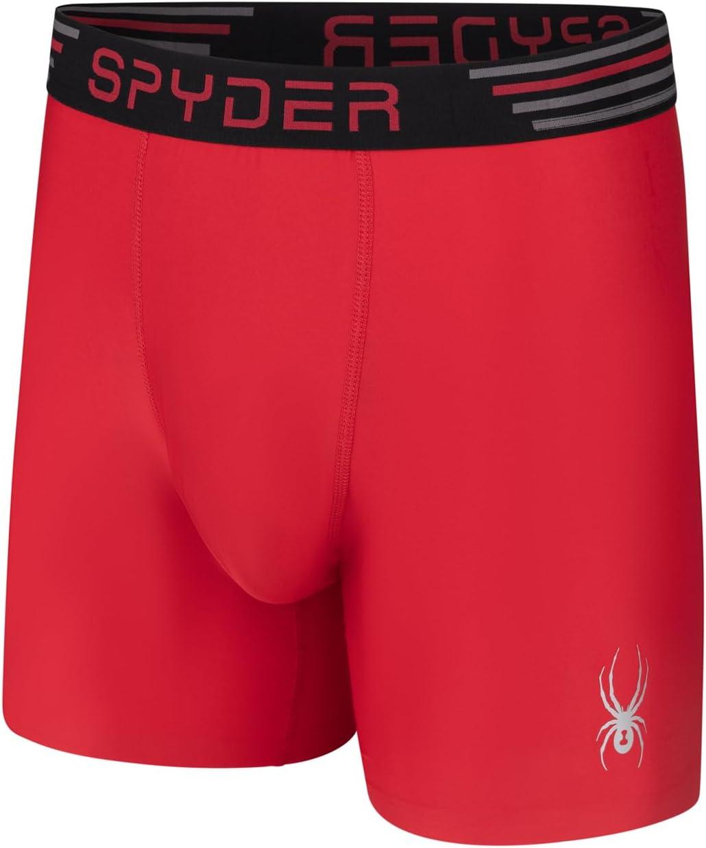 imageSpyder Mens Boxer Briefs 4 Pack Poly Spandex Performance UnderwearBonded Hem Boxer BriefsHeatherBlueRedBlack