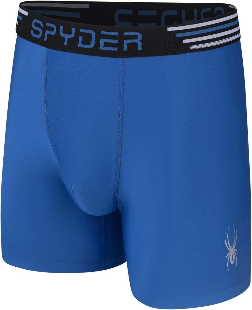 imageSpyder Mens Boxer Briefs 4 Pack Poly Spandex Performance UnderwearBonded Hem Boxer BriefsHeatherBlueRedBlack