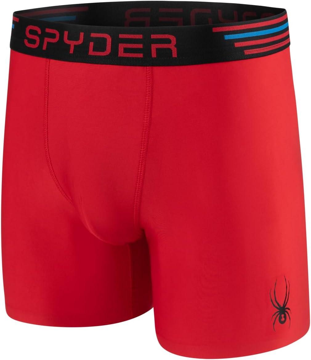 imageSpyder Mens Boxer Briefs 4 Pack Poly Spandex Performance UnderwearBonded Hem Boxer BriefsRedBlueBlackBlue