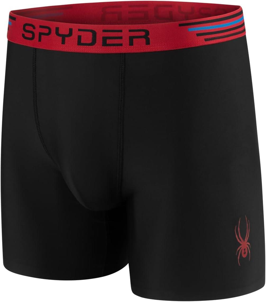 imageSpyder Mens Boxer Briefs 4 Pack Poly Spandex Performance UnderwearBonded Hem Boxer BriefsRedBlueBlackBlue