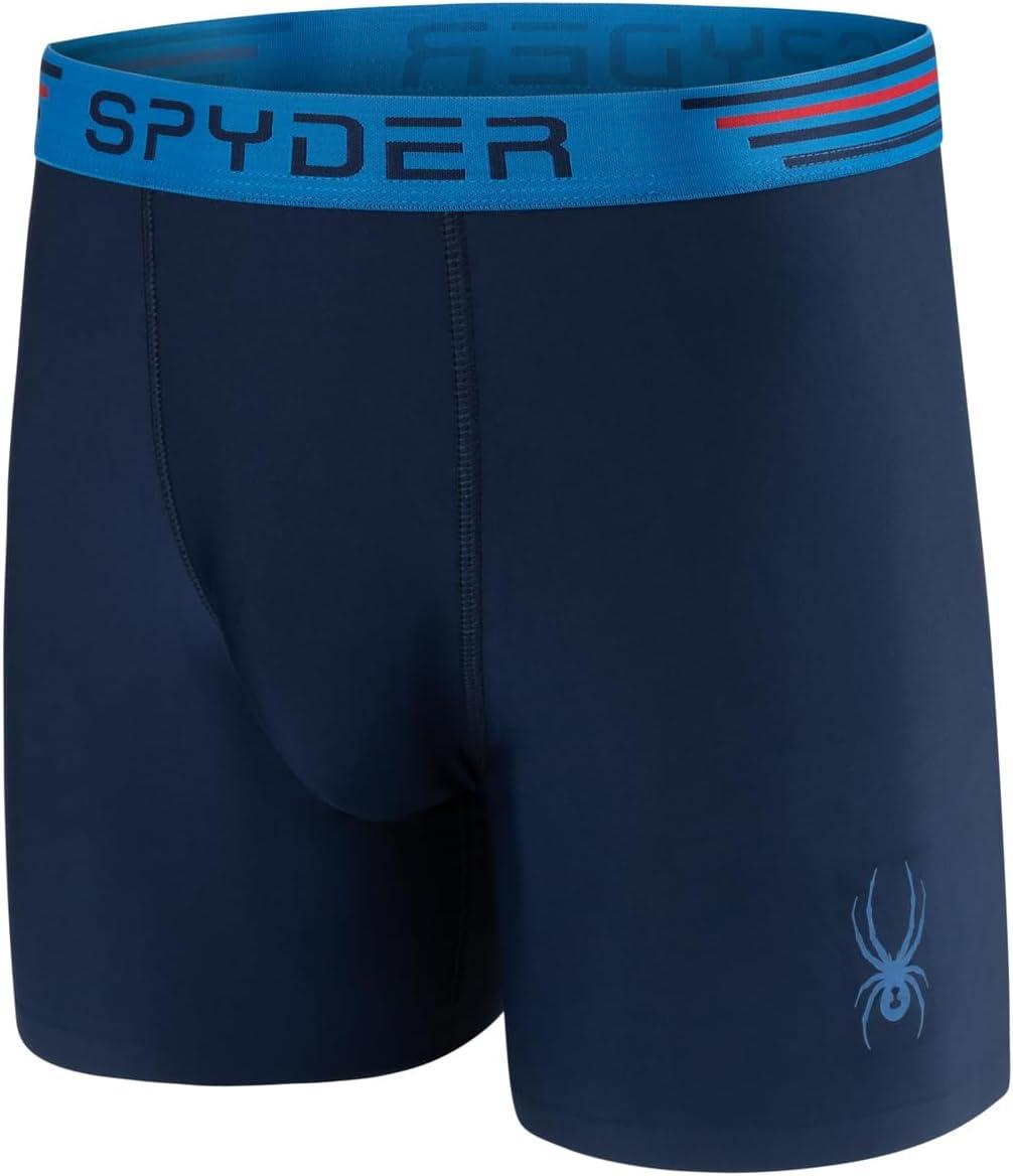 imageSpyder Mens Boxer Briefs 4 Pack Poly Spandex Performance UnderwearBonded Hem Boxer BriefsRedBlueBlackBlue