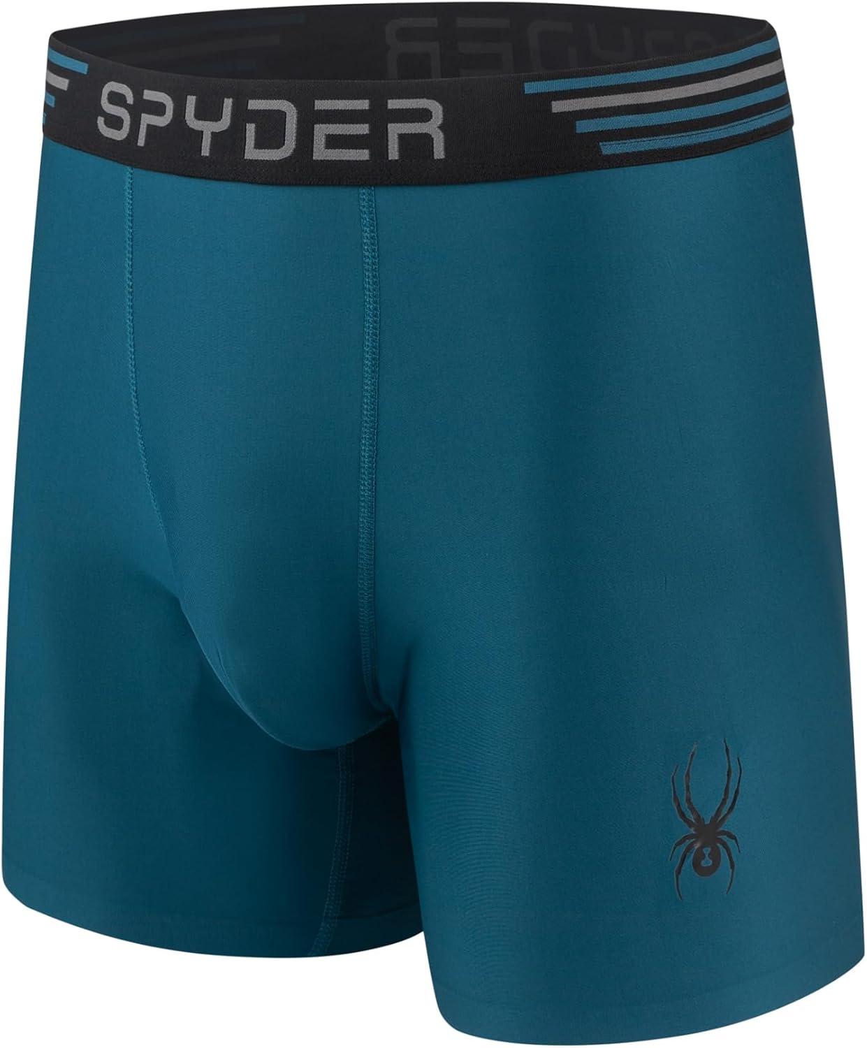 imageSpyder Mens Boxer Briefs 4 Pack Poly Spandex Performance UnderwearBonded Hem Boxer BriefsTealGreyNavyBlack