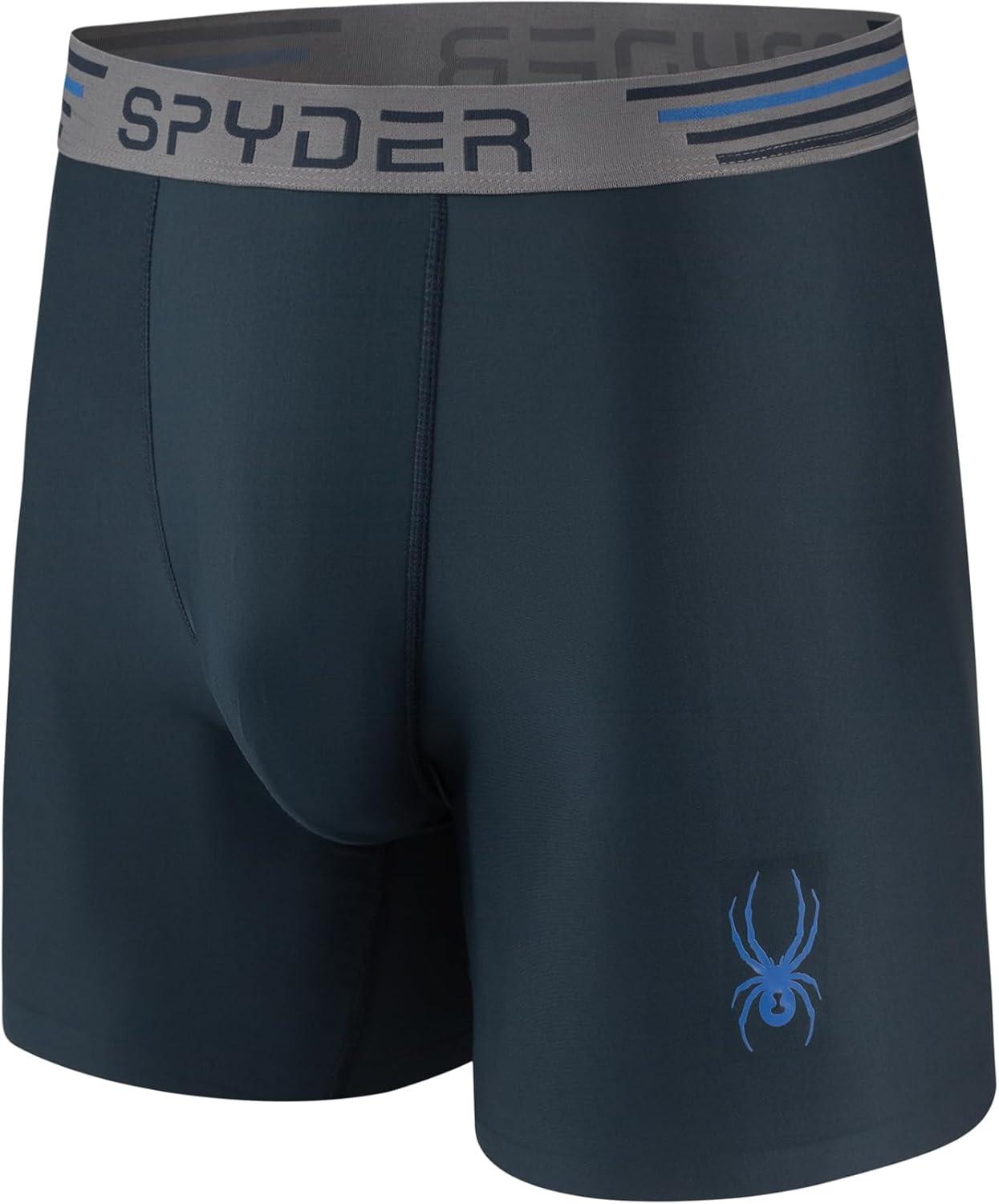 imageSpyder Mens Boxer Briefs 4 Pack Poly Spandex Performance UnderwearBonded Hem Boxer BriefsTealGreyNavyBlack