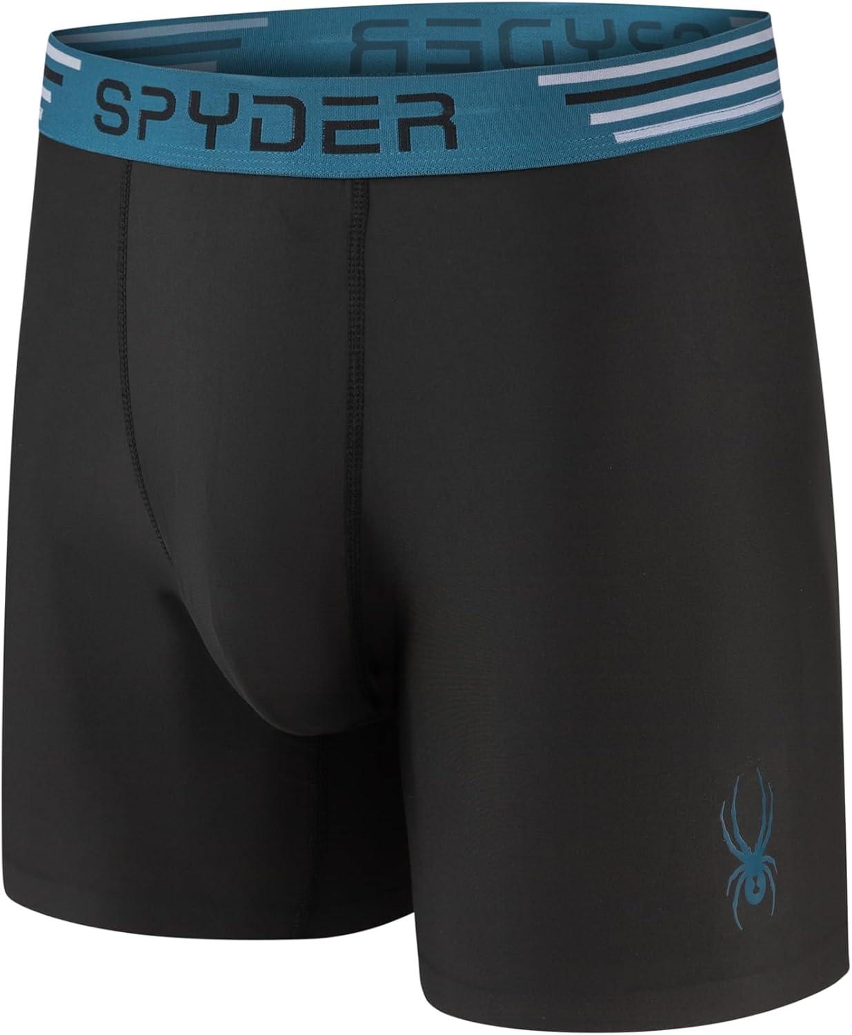 imageSpyder Mens Boxer Briefs 4 Pack Poly Spandex Performance UnderwearBonded Hem Boxer BriefsTealGreyNavyBlack