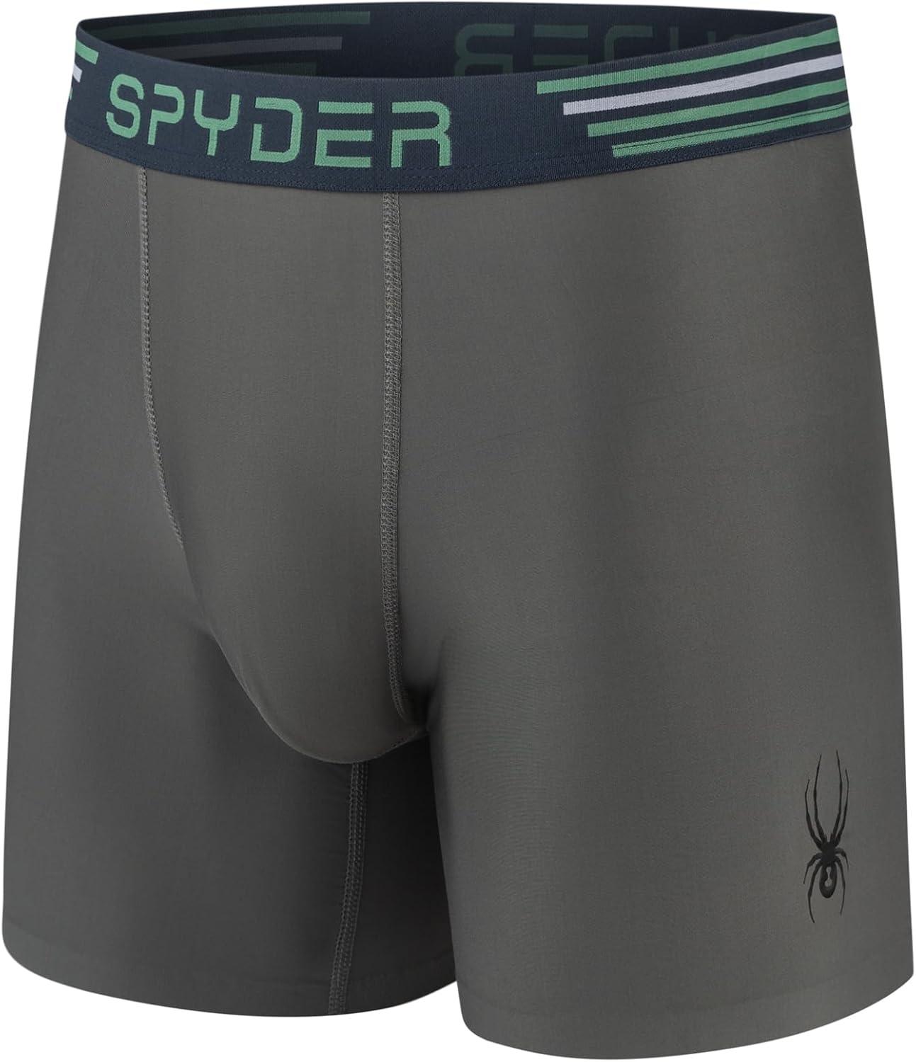 imageSpyder Mens Boxer Briefs 4 Pack Poly Spandex Performance UnderwearBonded Hem Boxer BriefsTealGreyNavyBlack