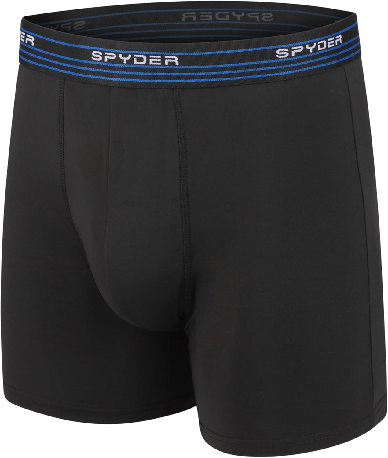imageSpyder Mens Boxer Briefs 5 Pack Poly Spandex Performance Boxer Briefs UnderwearBlackBlackNavyBlueGrey
