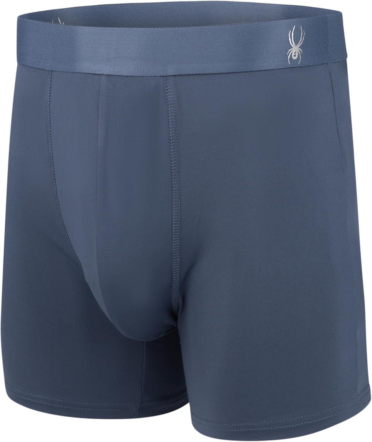 imageSpyder Mens Boxer Briefs 5 Pack Poly Spandex Performance Boxer Briefs UnderwearBlackBlackNavyBlueGrey