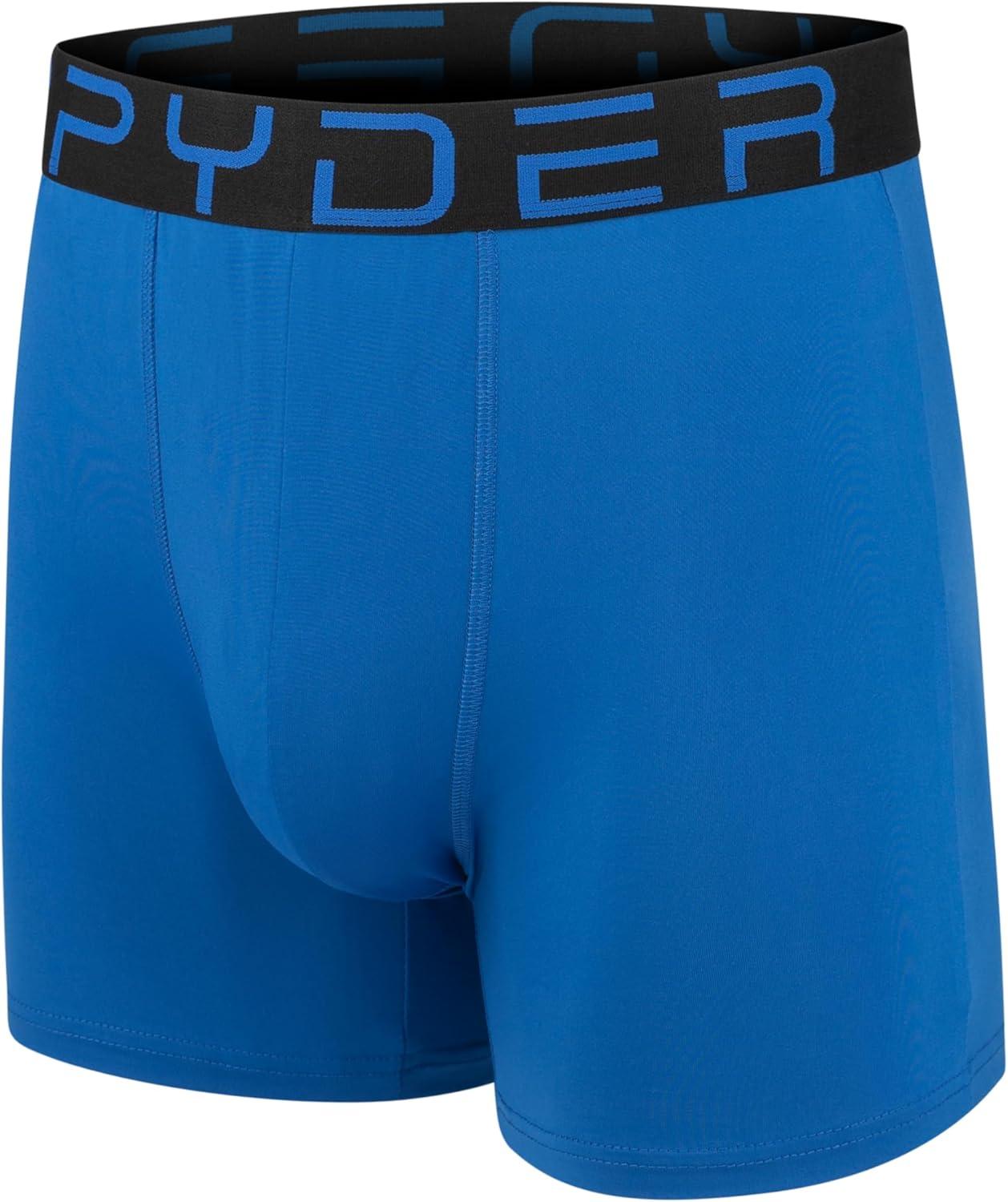 imageSpyder Mens Boxer Briefs 5 Pack Poly Spandex Performance Boxer Briefs UnderwearBlackBlackNavyBlueGrey