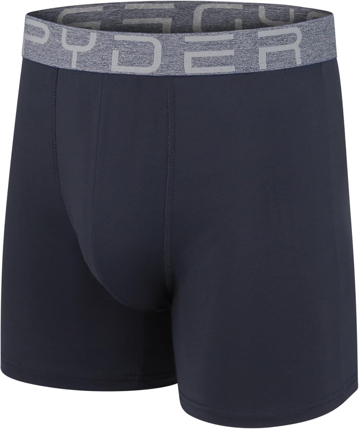 imageSpyder Mens Boxer Briefs 5 Pack Poly Spandex Performance Boxer Briefs UnderwearBlackBlackNavyBlueGrey