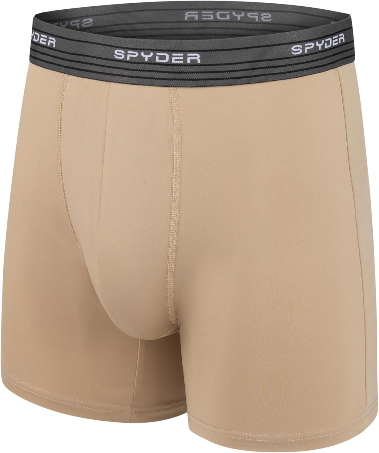imageSpyder Mens Boxer Briefs 5 Pack Poly Spandex Performance Boxer Briefs UnderwearBlackBrownCharcoalBeigeBlack