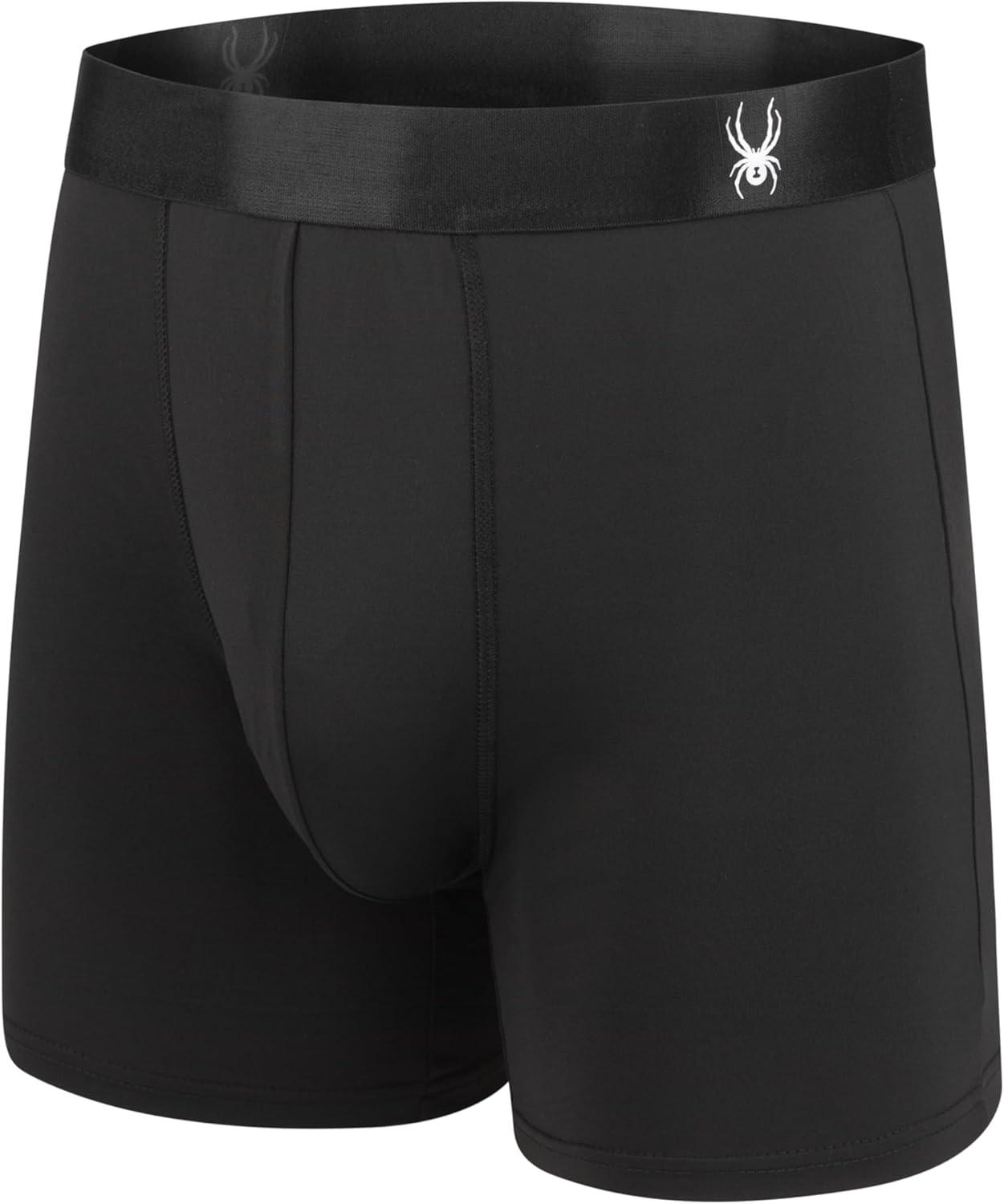 imageSpyder Mens Boxer Briefs 5 Pack Poly Spandex Performance Boxer Briefs UnderwearBlackBrownCharcoalBeigeBlack