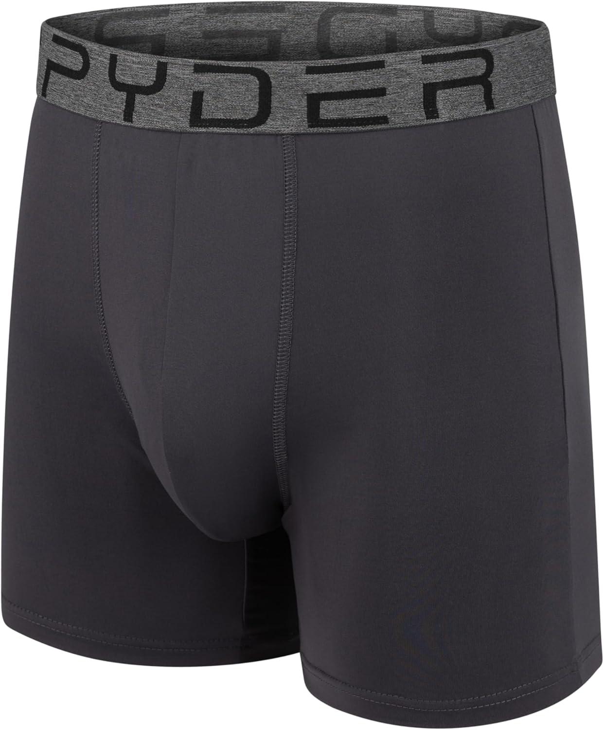 imageSpyder Mens Boxer Briefs 5 Pack Poly Spandex Performance Boxer Briefs UnderwearBlackBrownCharcoalBeigeBlack
