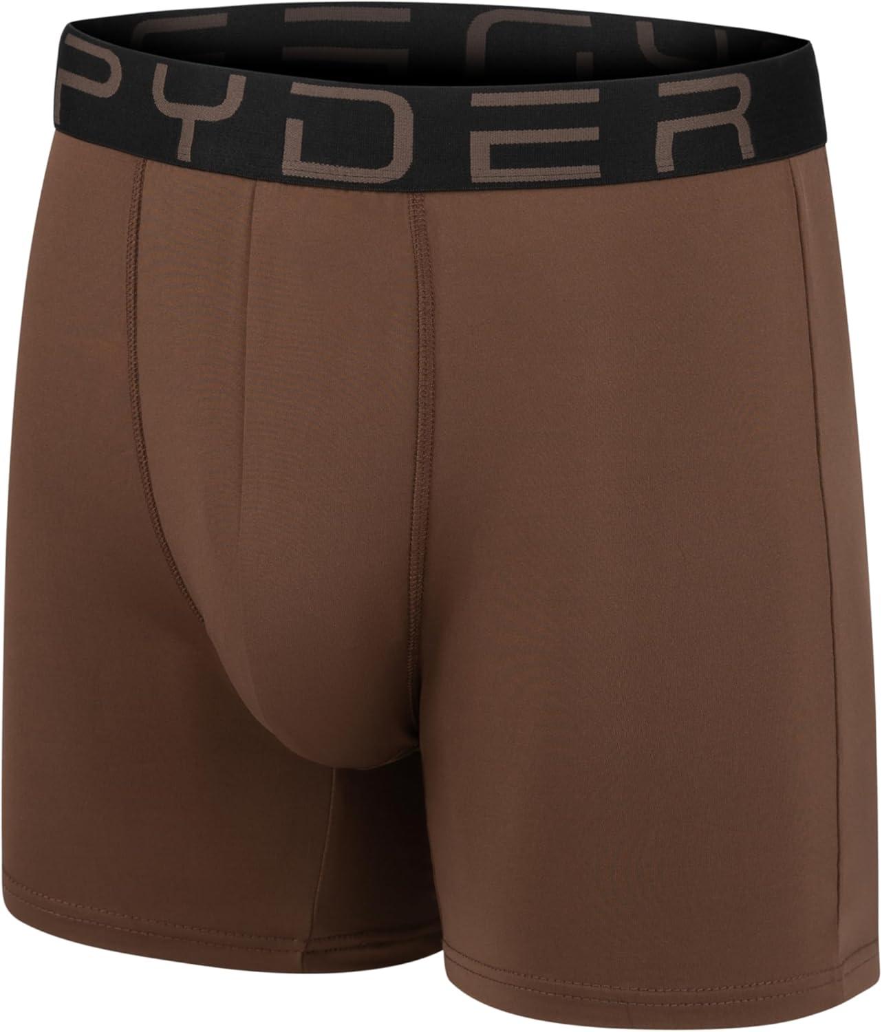 imageSpyder Mens Boxer Briefs 5 Pack Poly Spandex Performance Boxer Briefs UnderwearBlackBrownCharcoalBeigeBlack