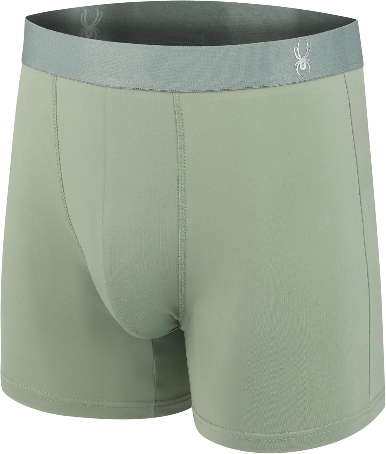 imageSpyder Mens Boxer Briefs 5 Pack Poly Spandex Performance Boxer Briefs UnderwearBlackLight GreenDark GreyGreenBlack