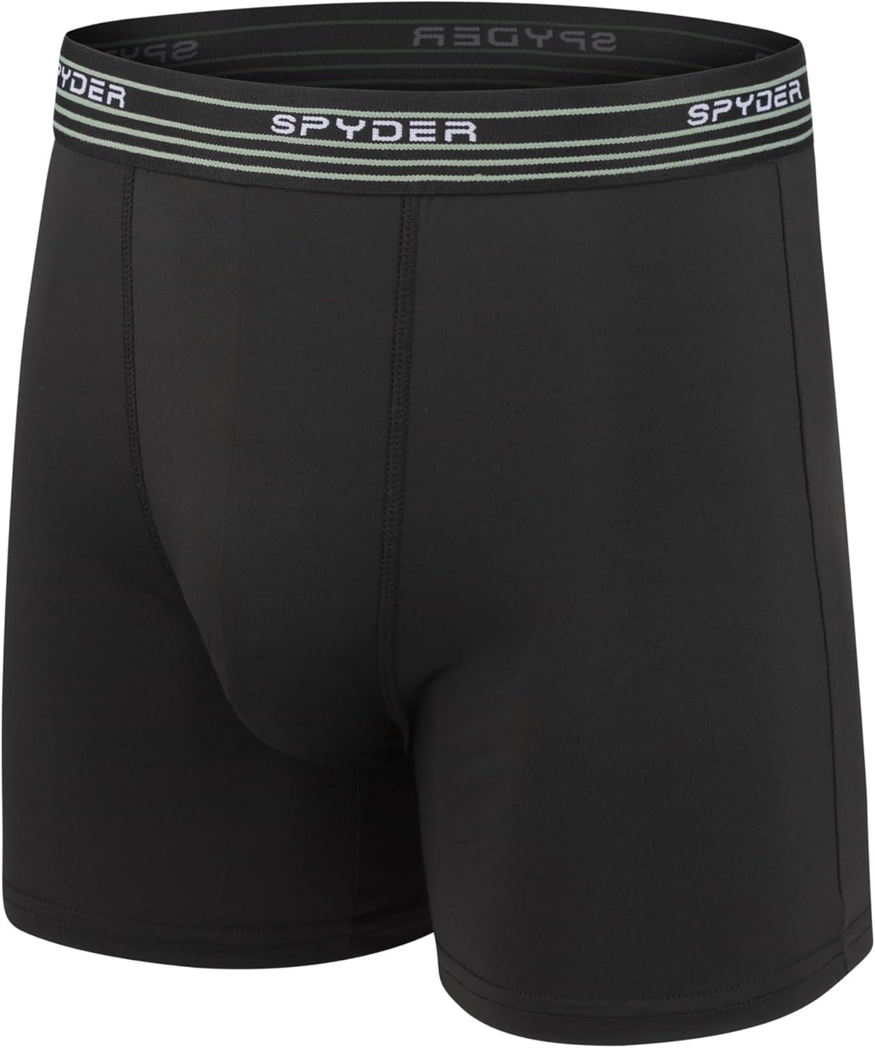 imageSpyder Mens Boxer Briefs 5 Pack Poly Spandex Performance Boxer Briefs UnderwearBlackLight GreenDark GreyGreenBlack