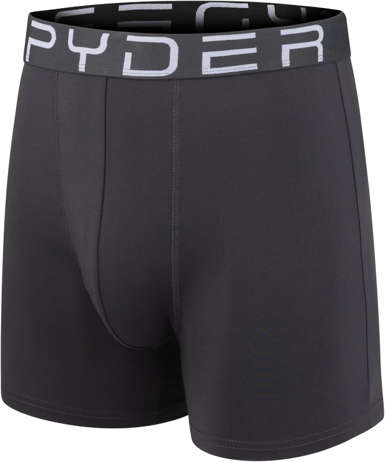 imageSpyder Mens Boxer Briefs 5 Pack Poly Spandex Performance Boxer Briefs UnderwearBlackLight GreenDark GreyGreenBlack