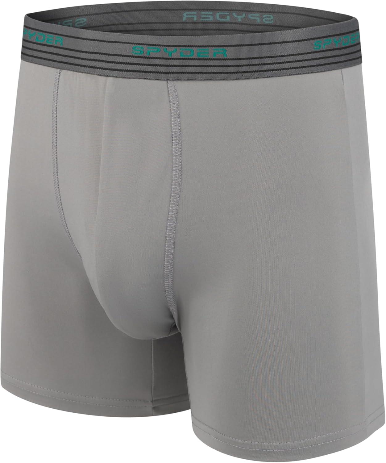 imageSpyder Mens Boxer Briefs 5 Pack Poly Spandex Performance Boxer Briefs UnderwearLight BlueHeatherLight BlueGreenNavy