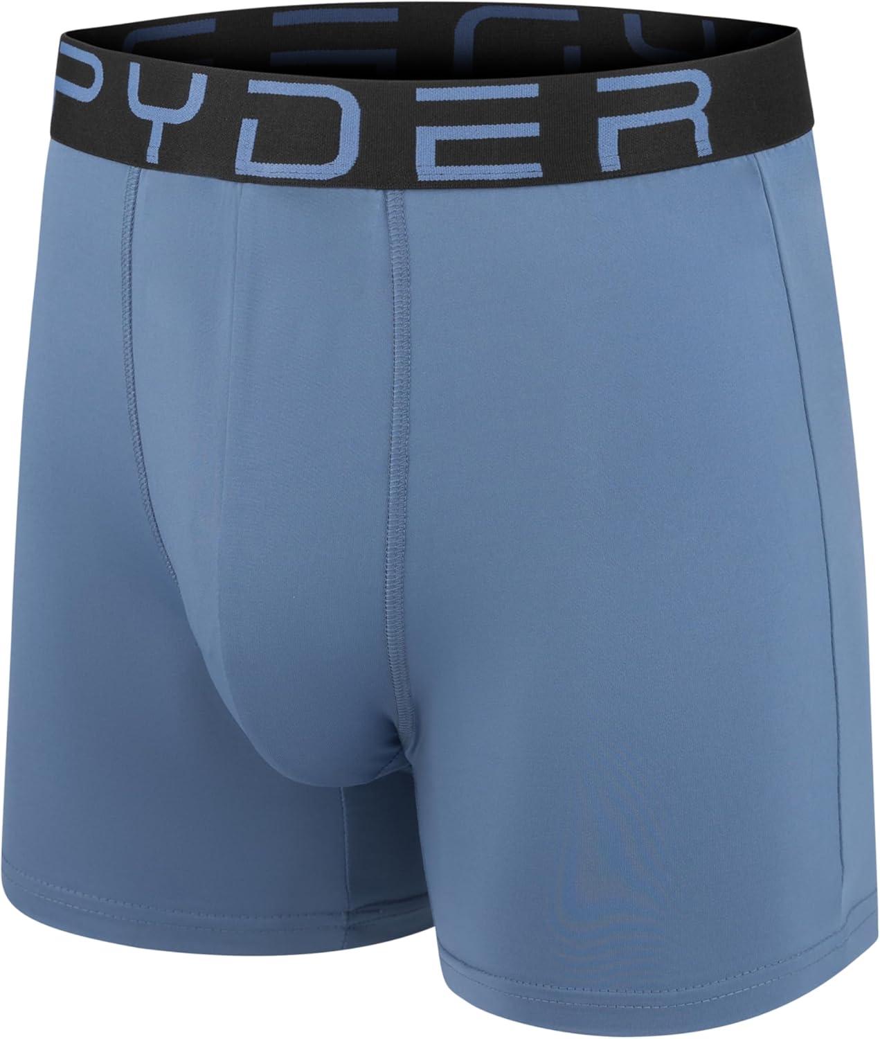 imageSpyder Mens Boxer Briefs 5 Pack Poly Spandex Performance Boxer Briefs UnderwearLight BlueHeatherLight BlueGreenNavy