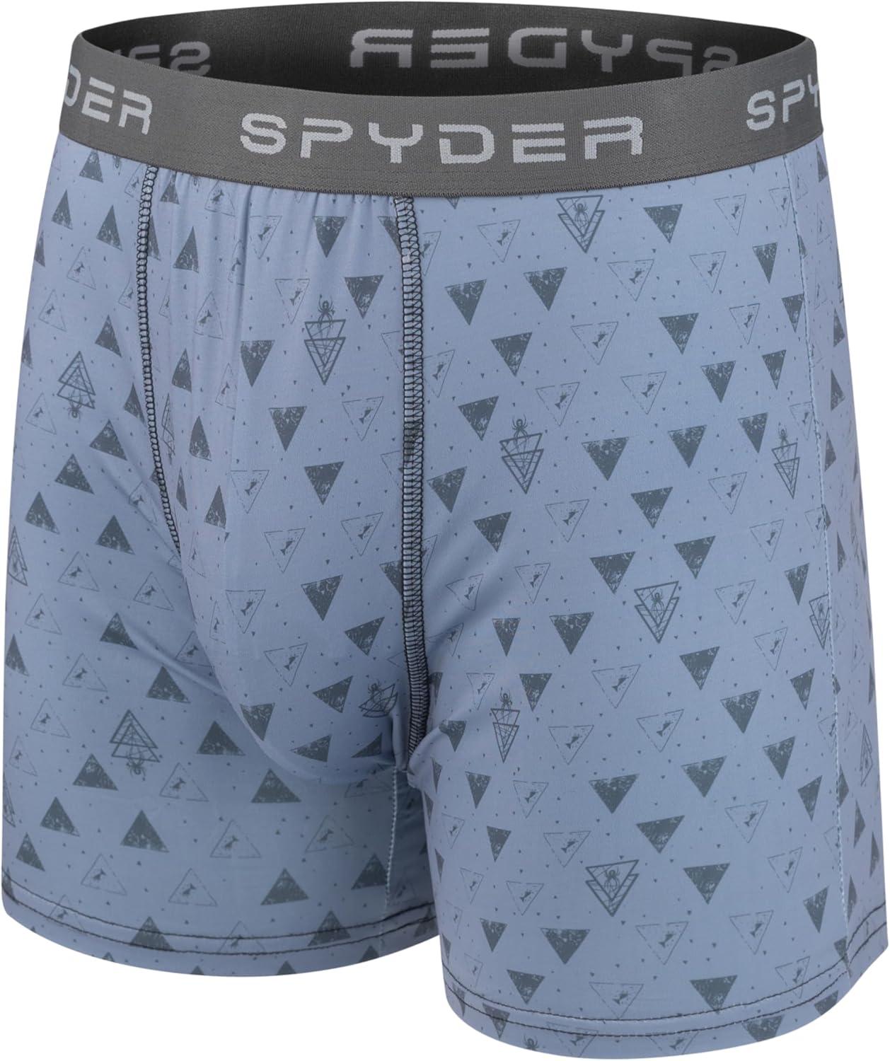 imageSpyder Mens Boxer Briefs 5 Pack Poly Spandex Performance Boxer Briefs UnderwearLight BlueHeatherLight BlueGreenNavy