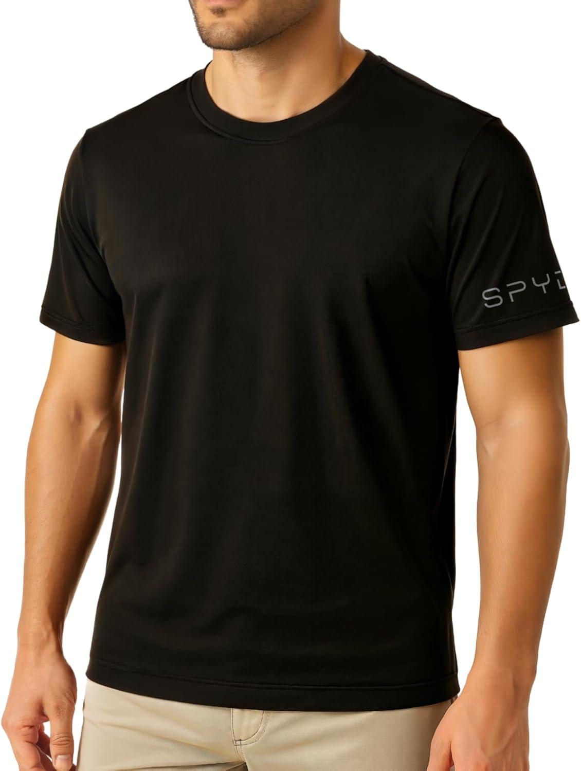 imageSpyder Mens Performance Moisture Wicking Crew Neck UndershirtsUltra Soft Stretch Sports TShirtBlackBrown