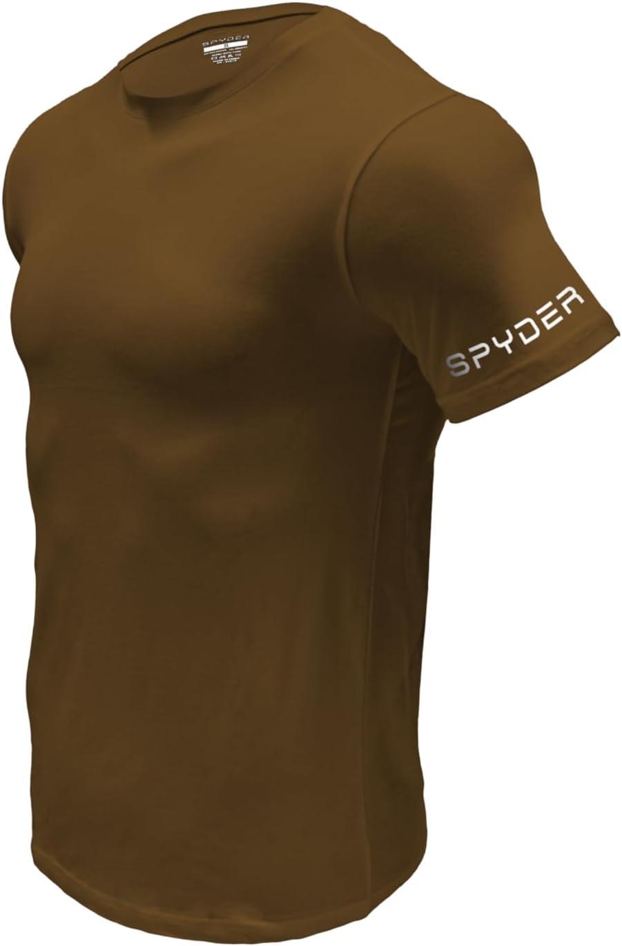 imageSpyder Mens Performance Moisture Wicking Crew Neck UndershirtsUltra Soft Stretch Sports TShirtBlackBrown