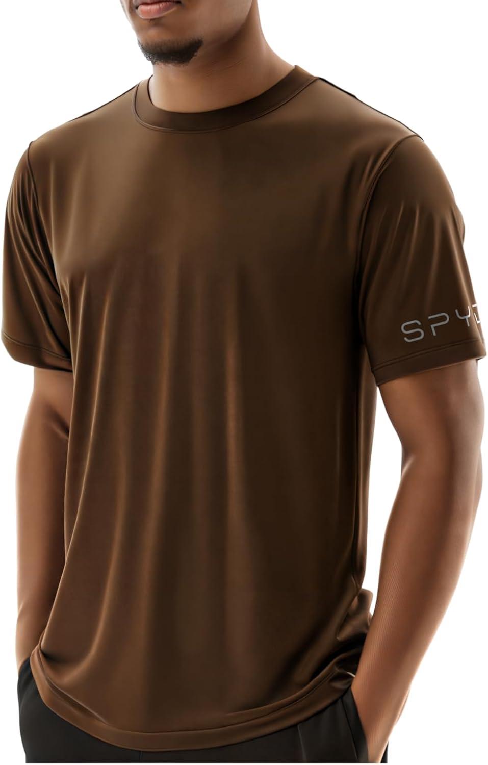 imageSpyder Mens Performance Moisture Wicking Crew Neck UndershirtsUltra Soft Stretch Sports TShirtBlackBrown