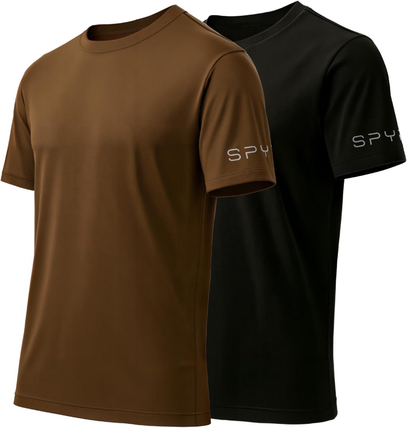 imageSpyder Mens Performance Moisture Wicking Crew Neck UndershirtsUltra Soft Stretch Sports TShirtBlackBrown