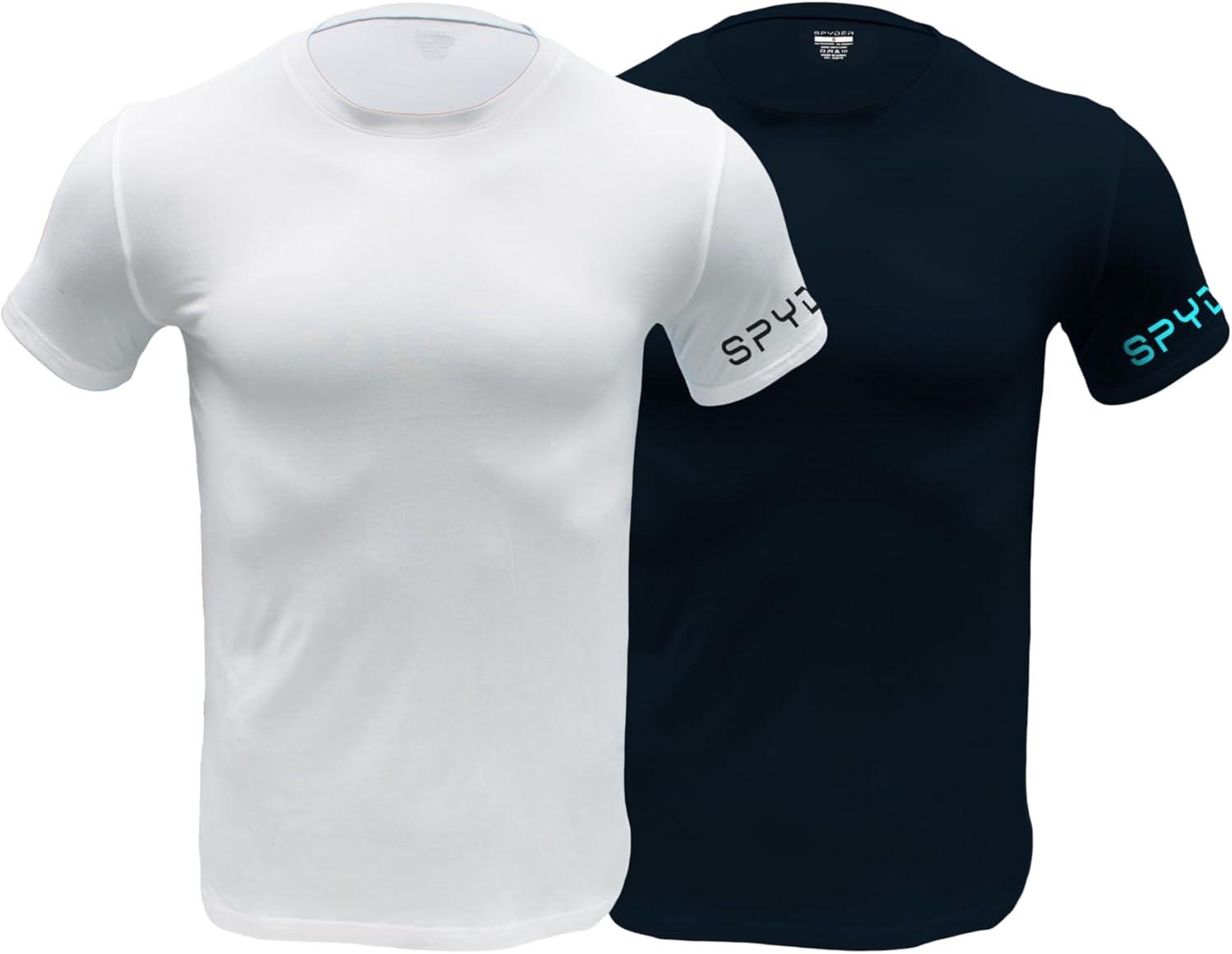 imageSpyder Mens Performance Moisture Wicking Crew Neck UndershirtsUltra Soft Stretch Sports TShirtNavyWhite