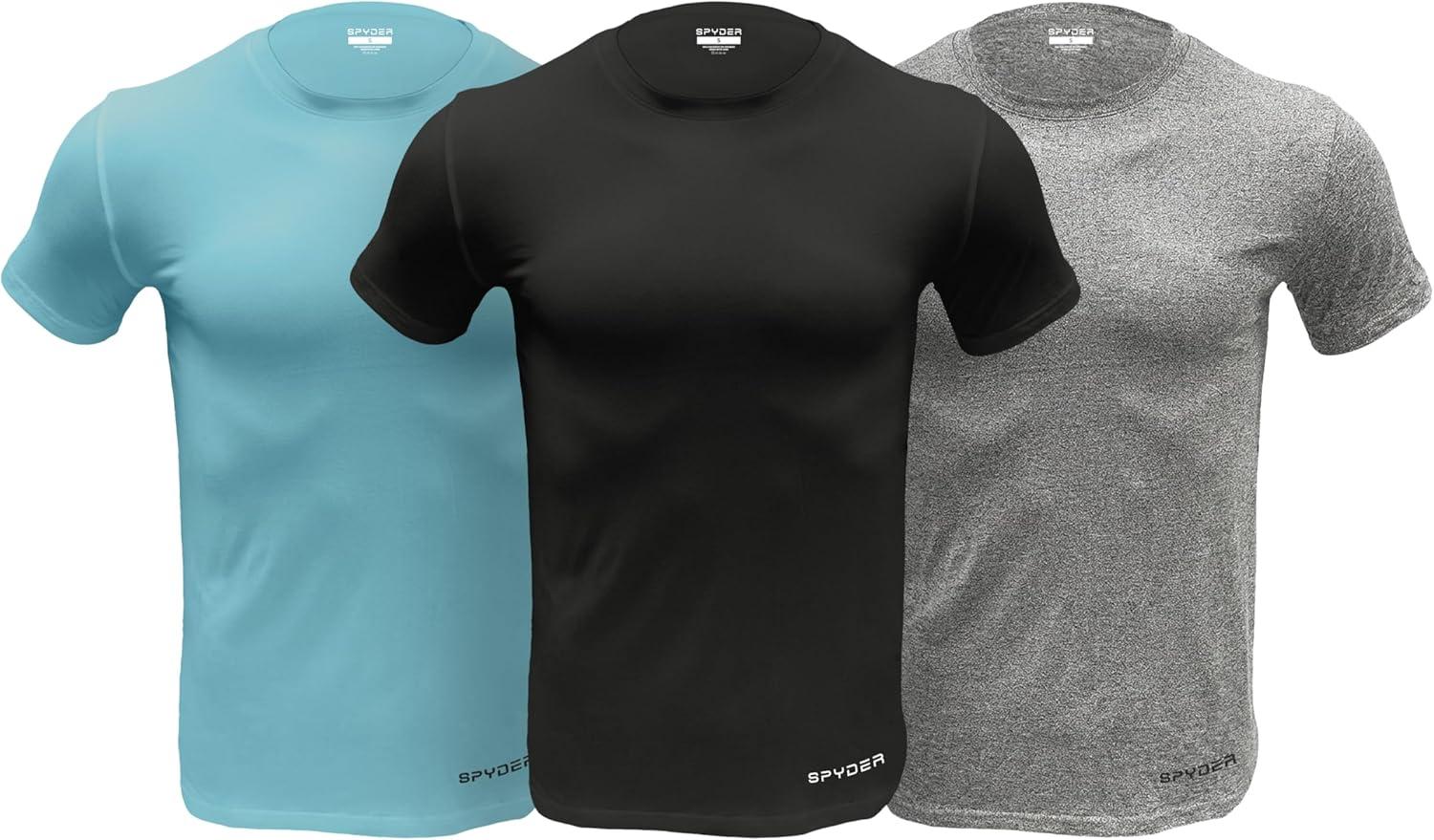imageSpyder Mens Performance Moisture Wicking Crew Neck UndershirtsUltra Soft Stretch Sports TShirtTealBlackHeather