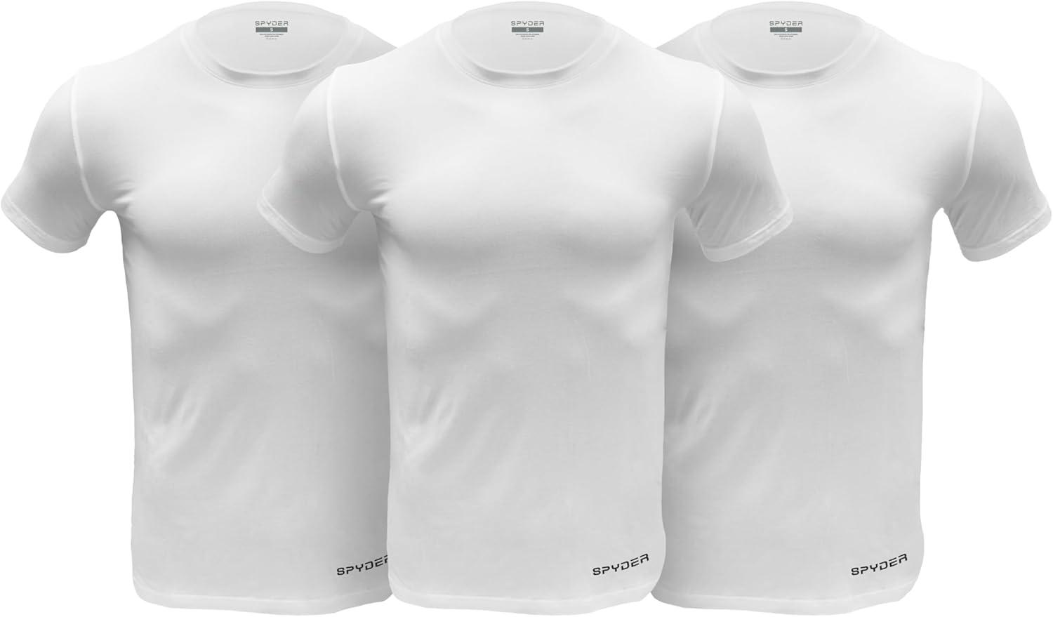 imageSpyder Mens Performance Moisture Wicking Crew Neck UndershirtsUltra Soft Stretch Sports TShirtWhiteWhiteWhite