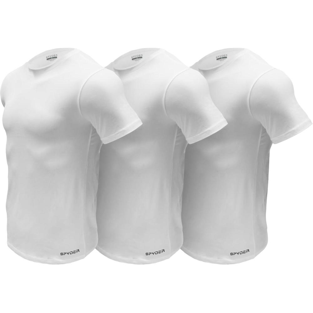imageSpyder Mens Performance Moisture Wicking Crew Neck UndershirtsUltra Soft Stretch Sports TShirtWhiteWhiteWhite