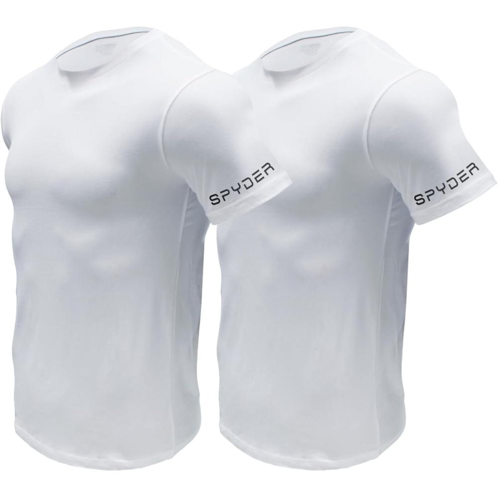 imageSpyder Mens Performance Moisture Wicking Crew Neck UndershirtsUltra Soft Stretch Sports TShirtWhiteWht