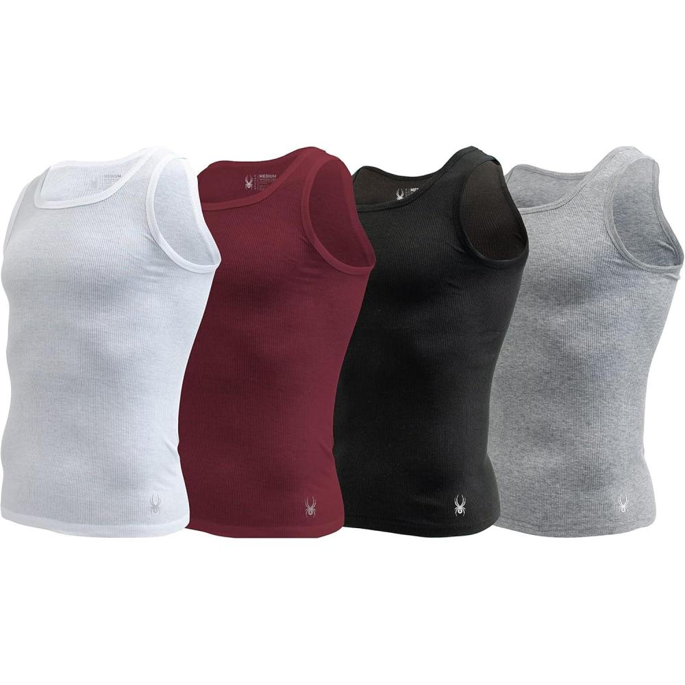 imageSpyder Mens Pro Cotton Pro Stretch Tank Tops A ShirtsWhiteGreyBlackMaroon