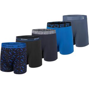 Spyder Mens Boxer Briefs 5 Pack Poly Spandex Performance Boxer Briefs Underwear(Black/Black/Navy/Blue/Grey)