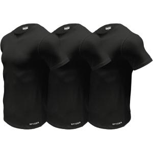 Spyder Mens Performance Moisture Wicking Crew Neck Undershirts/Ultra Soft Stretch Sports T-Shirt(Black/Black/Black)