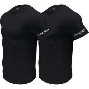Spyder Mens Performance Moisture Wicking Crew Neck Undershirts/Ultra Soft Stretch Sports T-Shirt(Blk/Blk)