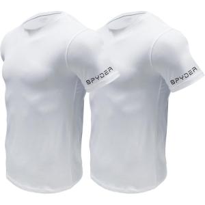 Spyder Mens Performance Moisture Wicking Crew Neck Undershirts/Ultra Soft Stretch Sports T-Shirt(White/Wht)