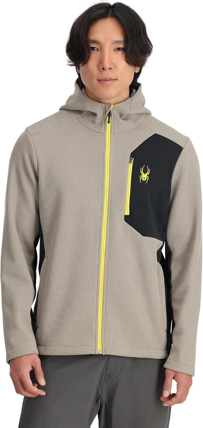 imageSpyder Mens Bandit Hooded Zip Ski Mid Layer Sweater JacketConcrete