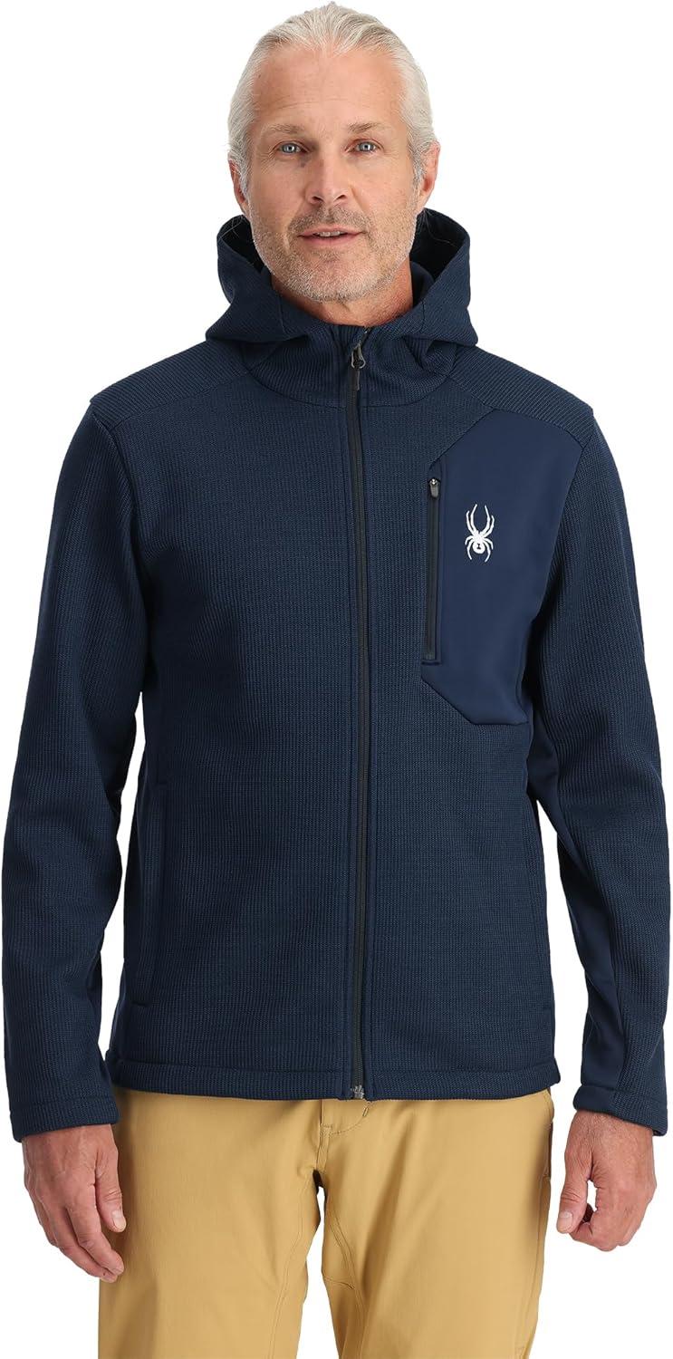 imageSpyder Mens Bandit Hooded Zip Ski Mid Layer Sweater JacketTrue Navy