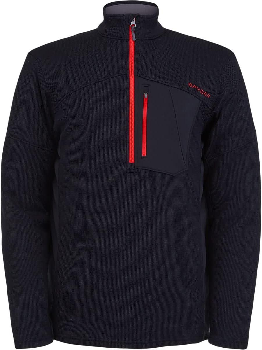 imageSpyder Mens Bandit Hybrid 12 Zip Fleece Ski Mid Layer Sweater JacketBlk Cts