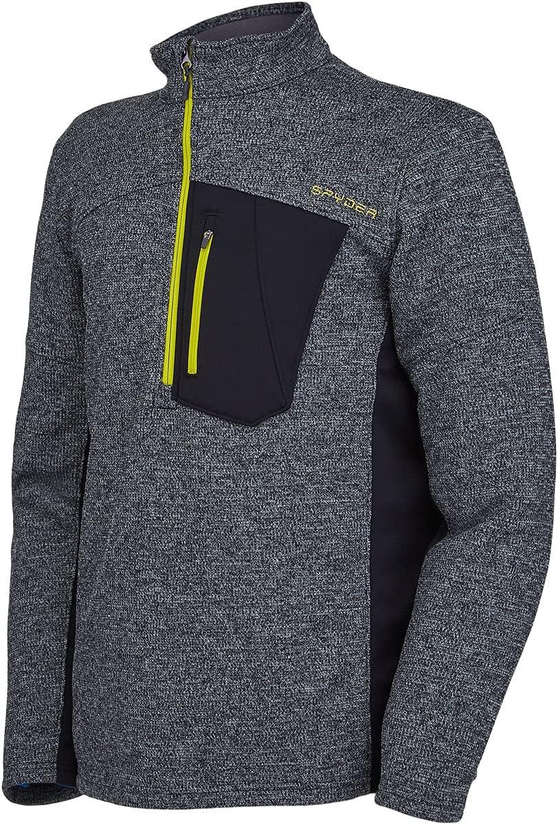 imageSpyder Mens Bandit Hybrid 12 Zip Fleece Ski Mid Layer Sweater JacketBlk Cts