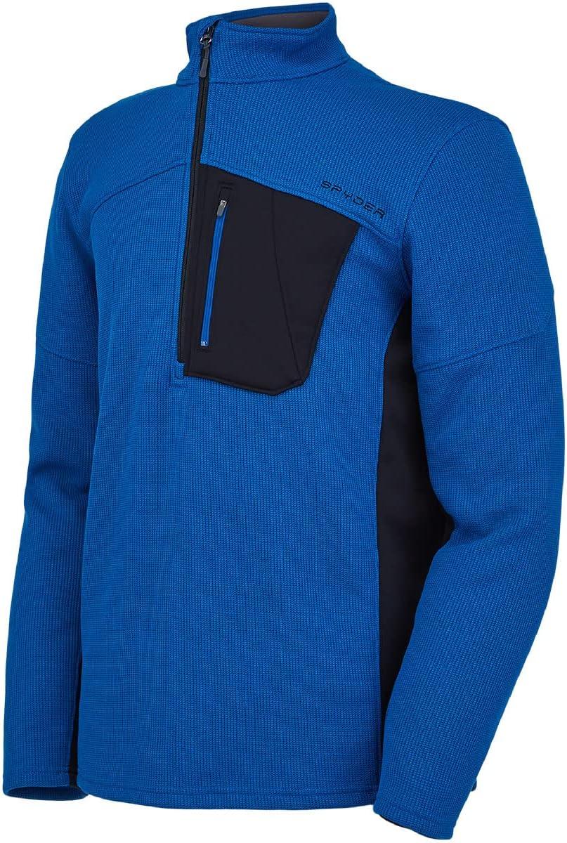 imageSpyder Mens Bandit Hybrid 12 Zip Fleece Ski Mid Layer Sweater JacketOld Glory