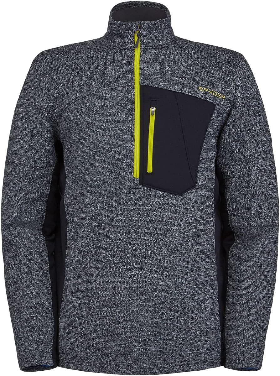 imageSpyder Mens Bandit Hybrid 12 Zip Fleece Ski Mid Layer Sweater JacketOld Glory