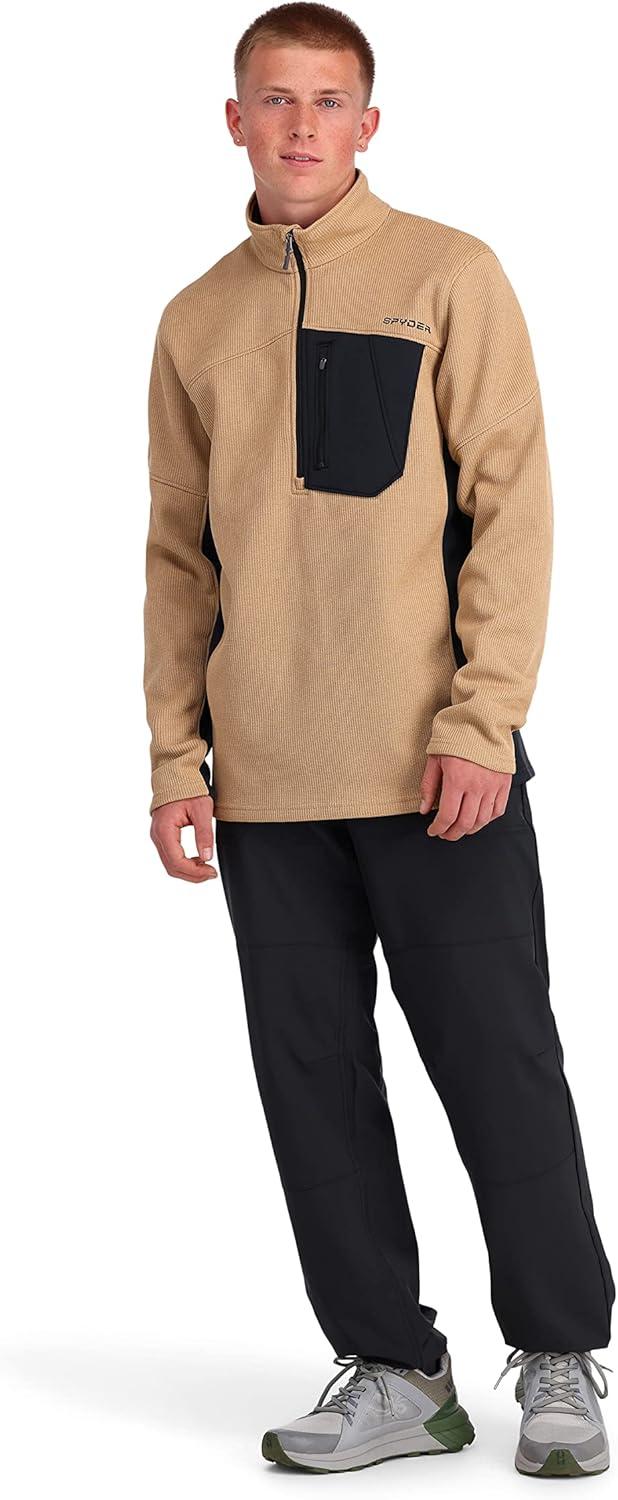 imageSpyder Mens Bandit Hybrid 12 Zip Fleece Ski Mid Layer Sweater JacketTannin